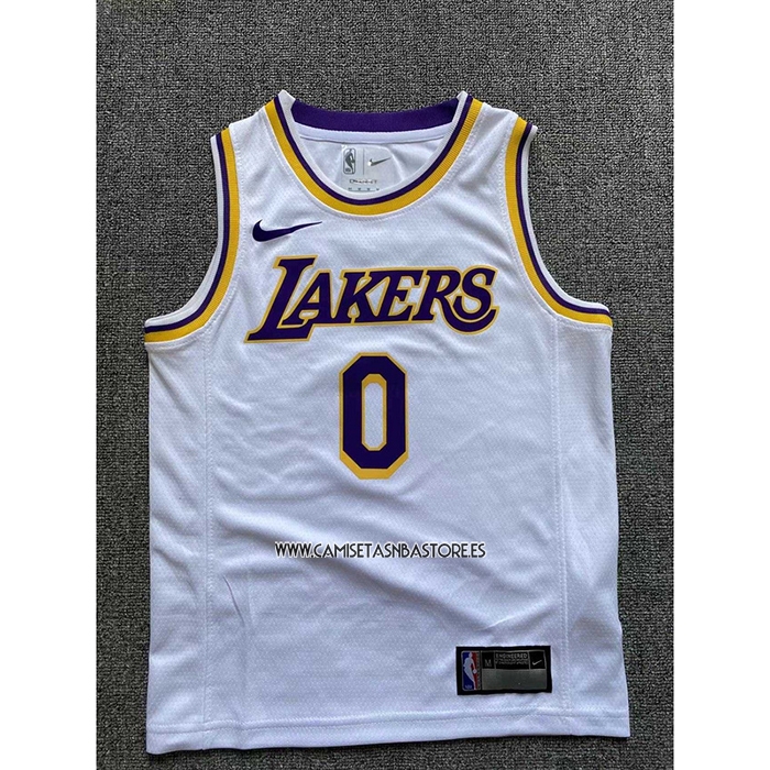 Russell Westbrook NO 0 Camiseta Nino Los Angeles Lakers Association 2022-23 Blanco